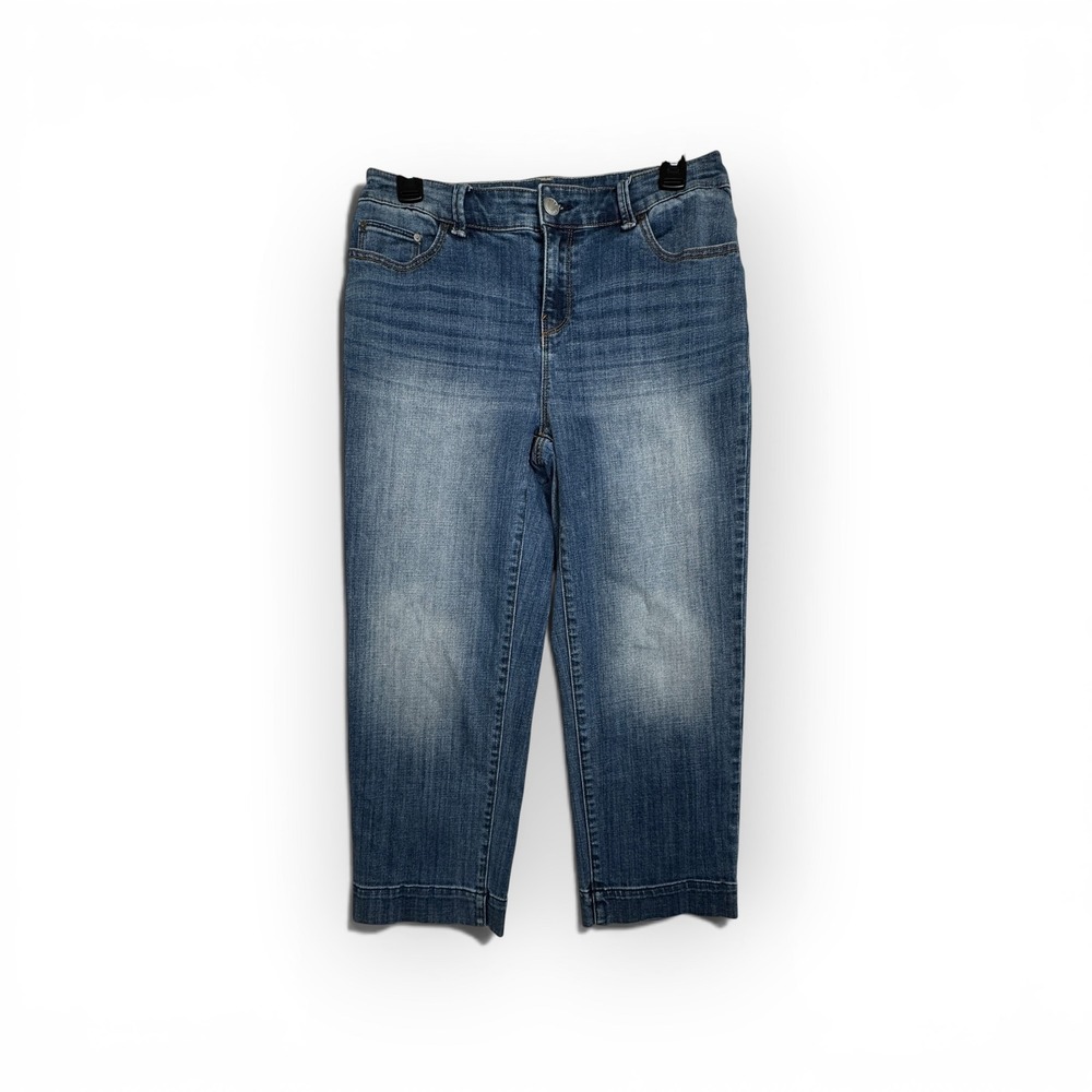 Chico's Platinum Straight Crop Jeans Women 0 Blue Casual Stretch Denim
